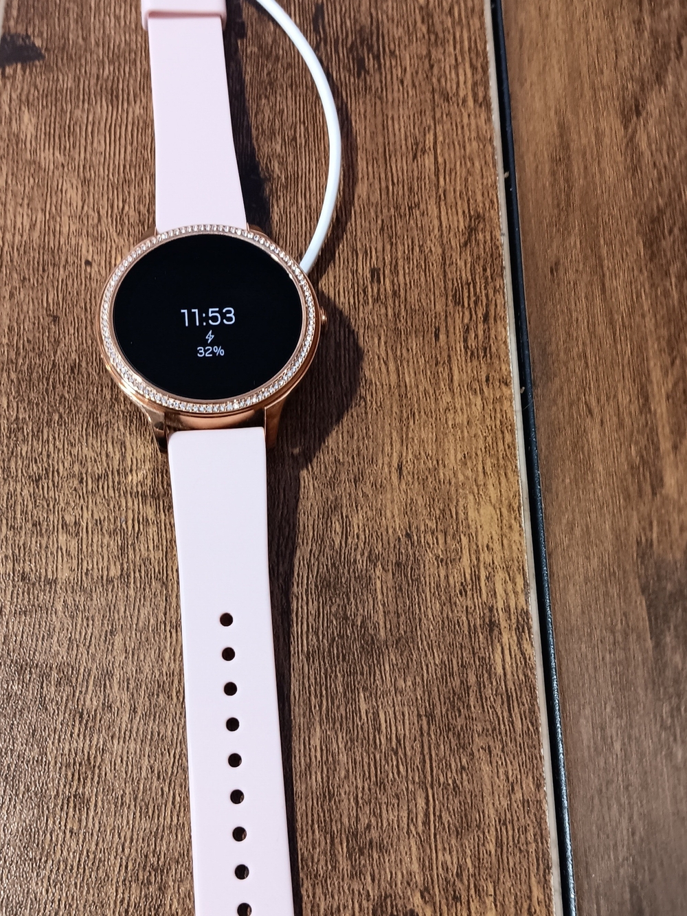Fossil Rose Gold Smartwatch with Light Pink Silicone Band